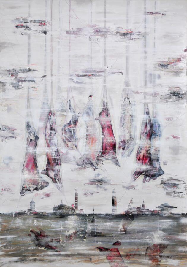 14 Abdulkerim Bozan, ''Eriyen Bedenler'', 2011, Tuval Üzerine Karışık Teknik, 200x140 cm.